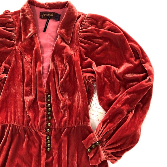 Free People Carnaby Velvet Romper Coral Jumpsuit - Picture 4 of 5